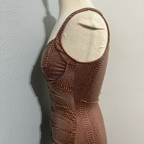 Queen Maria Women Brown Sleeveless Sweetheart Neck Zippered Night Out Dress Sz S - Picture 9 of 15